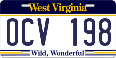 WV license plate OCV198