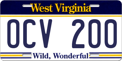 WV license plate OCV200