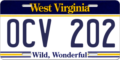 WV license plate OCV202