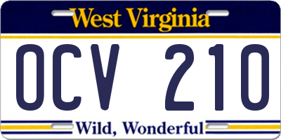 WV license plate OCV210