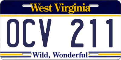 WV license plate OCV211