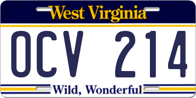 WV license plate OCV214