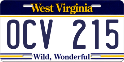 WV license plate OCV215
