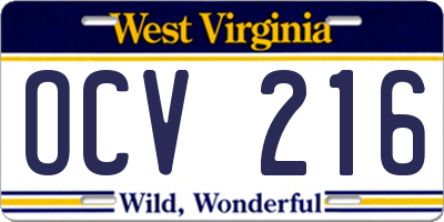 WV license plate OCV216