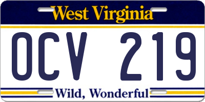 WV license plate OCV219