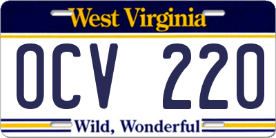 WV license plate OCV220