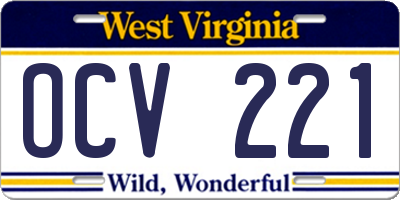 WV license plate OCV221