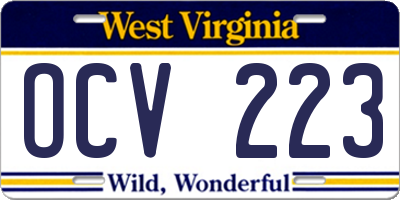 WV license plate OCV223
