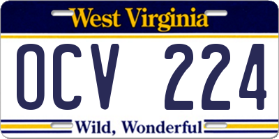 WV license plate OCV224
