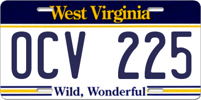 WV license plate OCV225