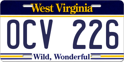 WV license plate OCV226