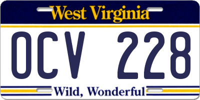 WV license plate OCV228
