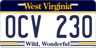 WV license plate OCV230