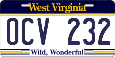 WV license plate OCV232