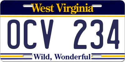 WV license plate OCV234