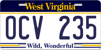 WV license plate OCV235