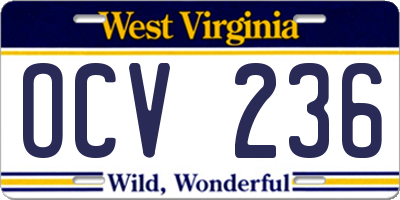 WV license plate OCV236