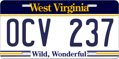 WV license plate OCV237
