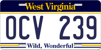 WV license plate OCV239