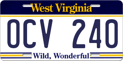 WV license plate OCV240