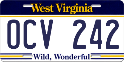 WV license plate OCV242