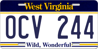WV license plate OCV244