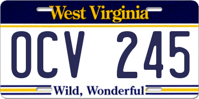 WV license plate OCV245