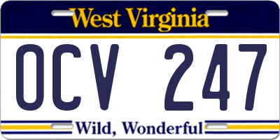 WV license plate OCV247