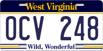 WV license plate OCV248