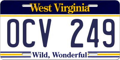 WV license plate OCV249