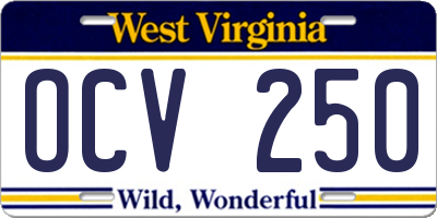 WV license plate OCV250