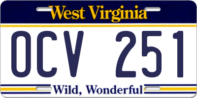 WV license plate OCV251