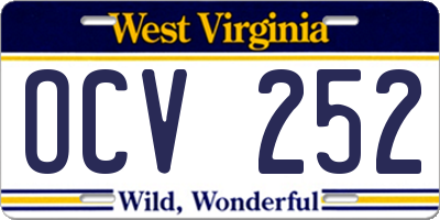 WV license plate OCV252