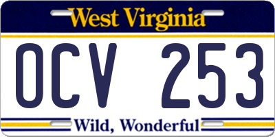 WV license plate OCV253