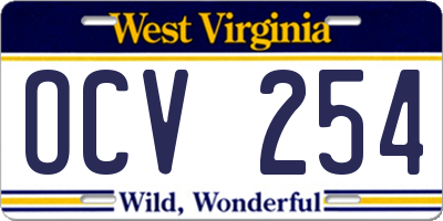 WV license plate OCV254