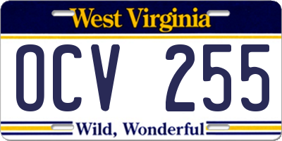 WV license plate OCV255