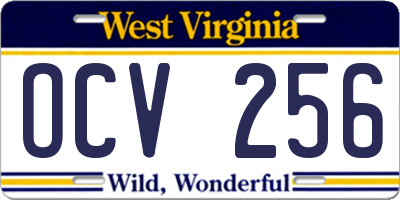 WV license plate OCV256