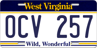 WV license plate OCV257