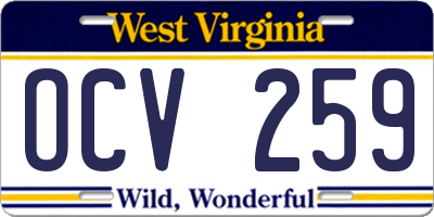WV license plate OCV259