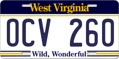WV license plate OCV260