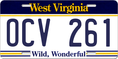 WV license plate OCV261