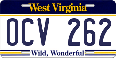 WV license plate OCV262