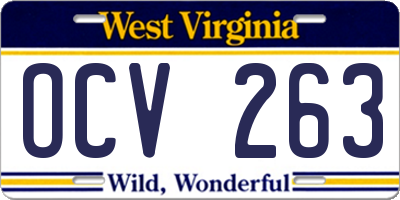 WV license plate OCV263