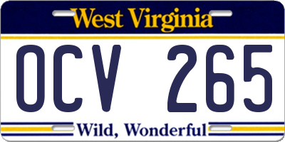 WV license plate OCV265
