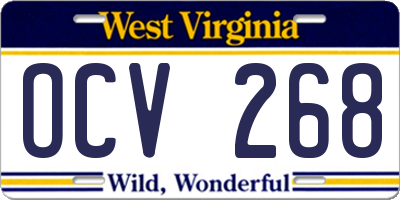 WV license plate OCV268