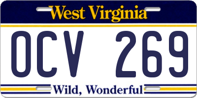 WV license plate OCV269