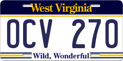 WV license plate OCV270