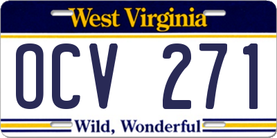 WV license plate OCV271
