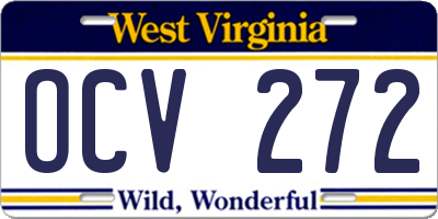 WV license plate OCV272