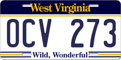 WV license plate OCV273